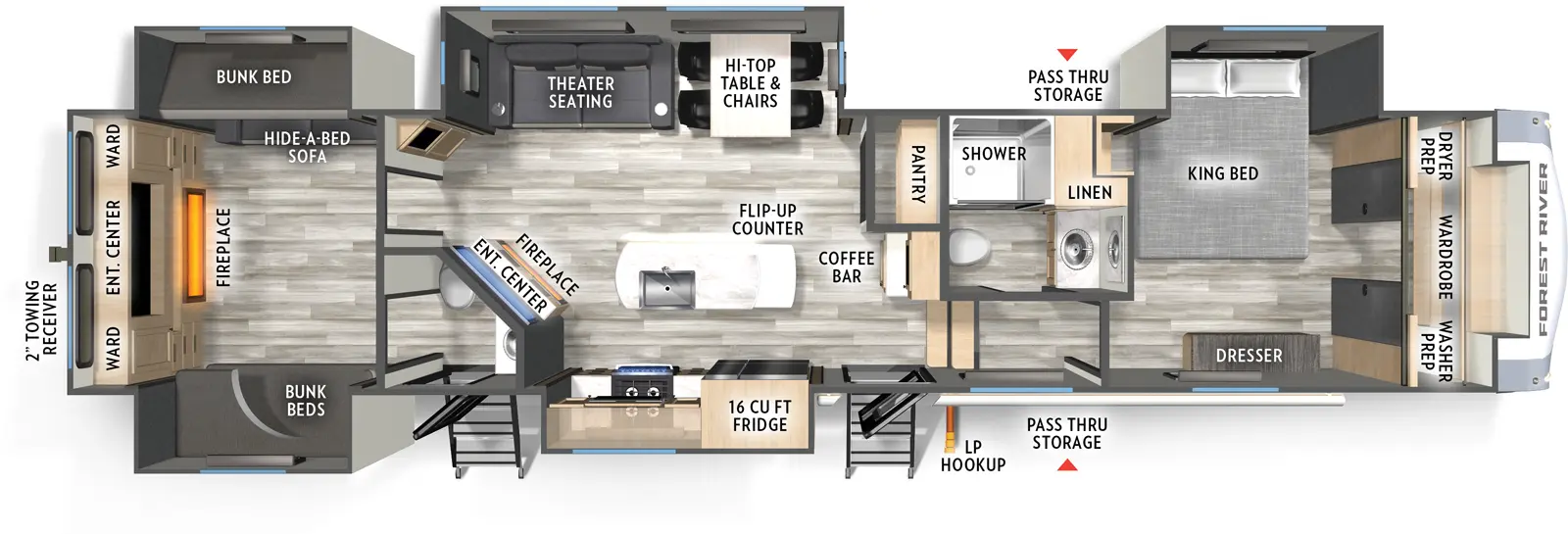 Wildcat Fifth Wheels 37BEST Floorplan